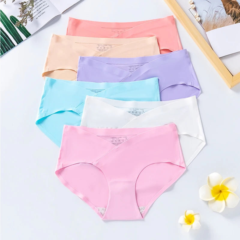 Women Maternity Panties for Pregnant Low-Waist Ice Silk Summer Shorts