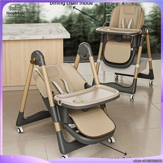 Foldable Baby Dining Chair Portable Highchair Adjustable Height Growth Chair Multifunctional