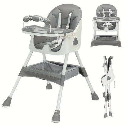 Foldable Baby Highchair 6 Months Plus, with Large Anti slip Pad & Toy Rack, Easy to Clean Feeding