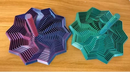 3D Printed Expanded Sensory Fidget Star,Easy-Grip Handles, Whirling Spiral Hexagon Spinner for Stress (Red and Blue,4.64in)