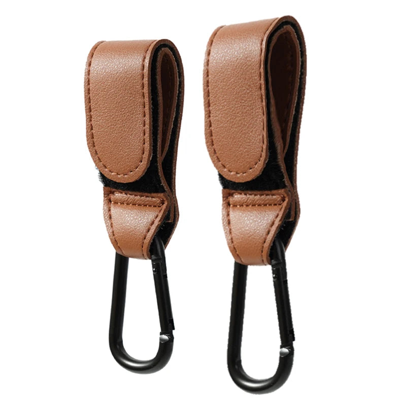 Baby Stroller Hook Fashion PU Leather Adjustable Pram Hook Cart Organizer Diaper Bag Hanger Children Boy Girl Travel Accessories