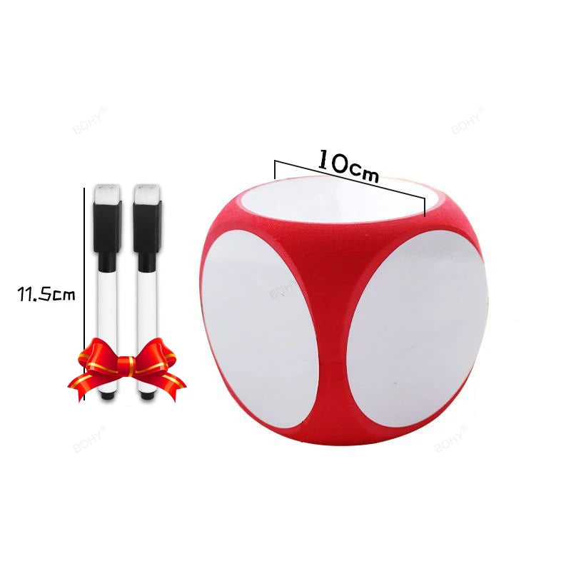 Blank Dice Write on/Wipe Off Dice Portable Erasable Blank Game Cubes for Classroom Teaching Dry Erase Educational Dice