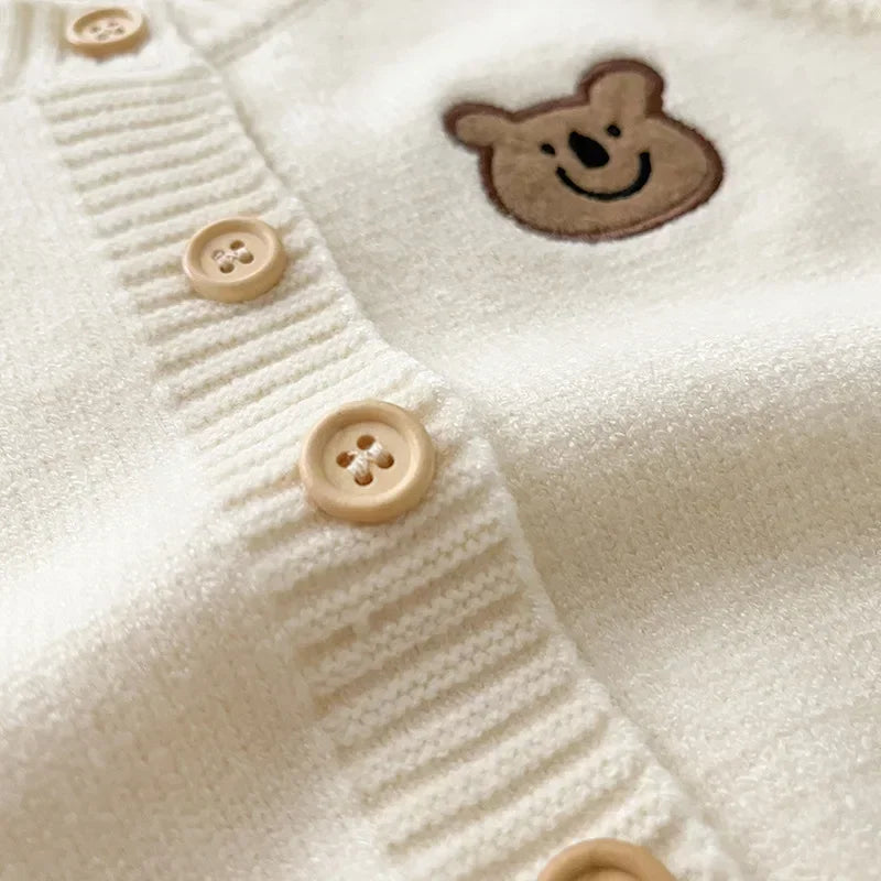 Cute Bear Knit Baby Coat Children's Knitted Cardigan Long Sleeved Top