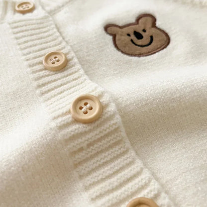 Cute Bear Knit Baby Coat Children's Knitted Cardigan Long Sleeved Top