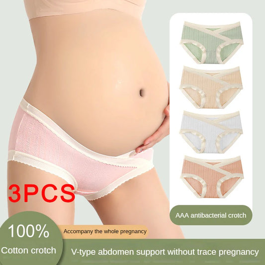 3PCS Soft Briefs V-shaped Abdominal Support Pregnancy Childbirth Female Underwear