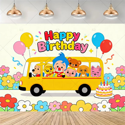 Cartoon Pliming Plims Theme Kids Birthday Party Decoration Background Supplies Balloon Set Cake Toppers Banner Backdrop Kid Gift