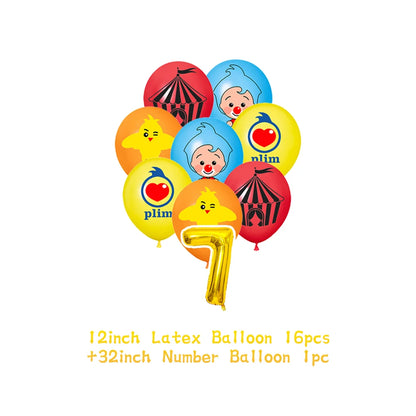 Cartoon Pliming Plims Theme Kids Birthday Party Decoration Background Supplies Balloon Set Cake Toppers Banner Backdrop Kid Gift