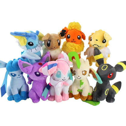 A set of combination sales Eevee Collection Pokemon Glaceon Leafeon Sylveon Plush  Espeon Umbreon Flareon Vaporeon Stuffed Doll