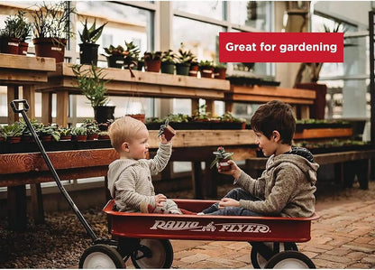 Classic Red Wagon for Kids 1.5+, All-Steel Body with No-Scratch Edges, 10” Rubber Tires, Foldable Handle, 200 lb Capacity