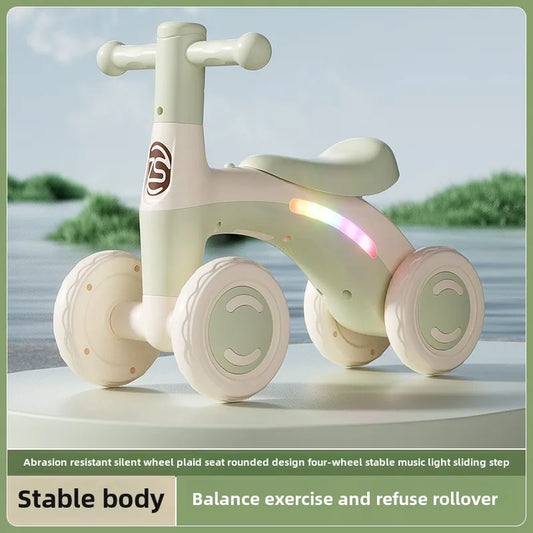Baby Glider Bike Four-Wheel Toddler Walker Silent Wheels Anti-Tipping Children Balance Training Exercise