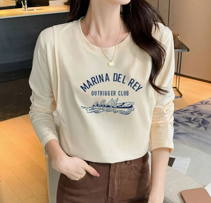 Autumn Postpartum Woman Breastfeeding Cotton T-shirt Lace Two-piece Nursing Tees Maternity