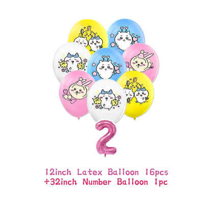 Cartoon Chiikawa Hachiware Usagi Birthday Party Decoration Background Balloon Set Cake Topper Backdrop Baby Shower Kid Gift Prop