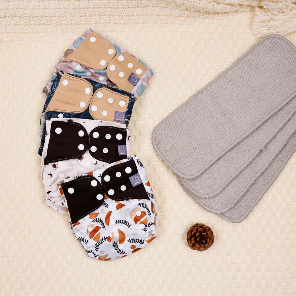 waterproof  baby cloth diaper with 4 absorbents cloths washable eco-friendly pocket cloth nappy