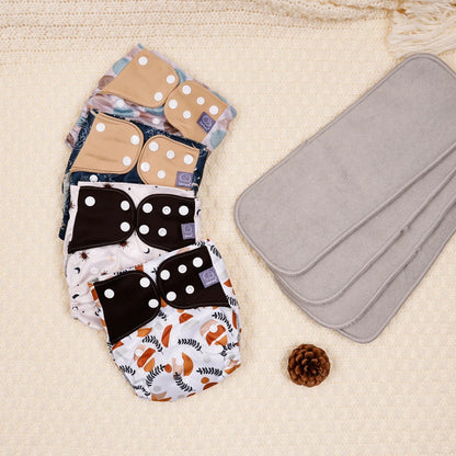 waterproof  baby cloth diaper with 4 absorbents cloths washable eco-friendly pocket cloth nappy