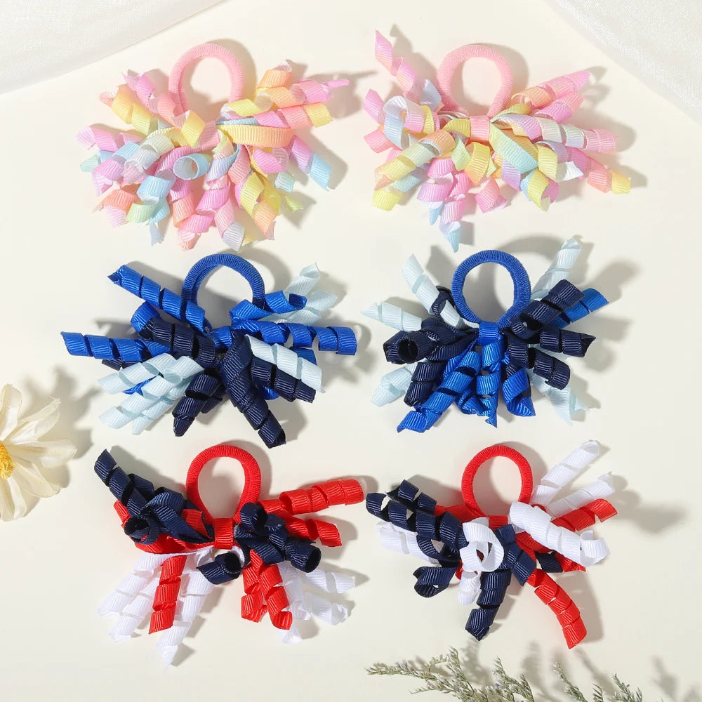 6Pcs Trendy Firework Hair Ties Rainbow Curly