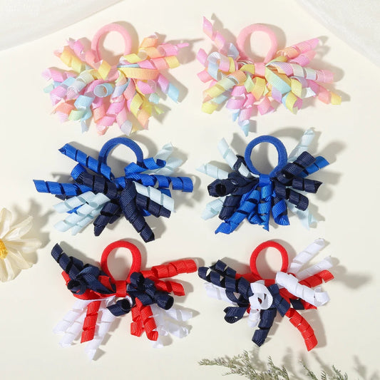 6Pcs Trendy Firework Hair Ties Rainbow Curly