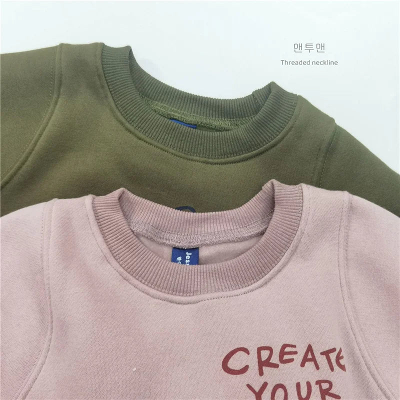 New Baby Casual Sweatshirt Kids Letter Print Casual Pullover Boys Girls Long Sleeve Tracksuits Children Clothes 1-6 Years