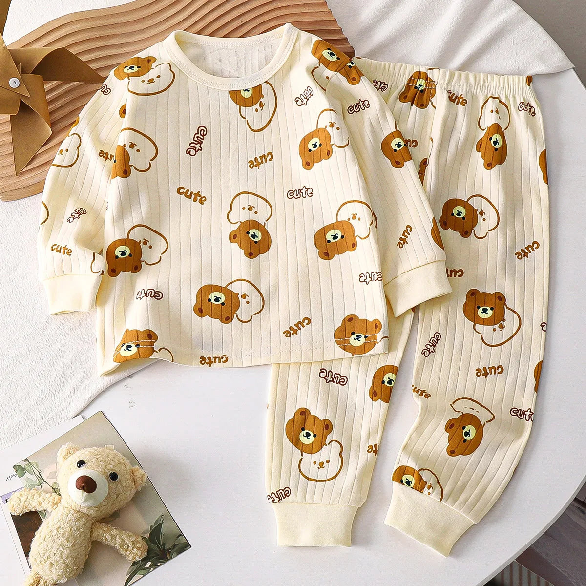 Children Sets Cotton Long Sleeve Sleepwear Children's Clothing Boy Girl