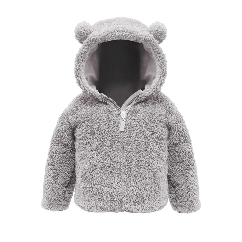 Winter Fleece Coats for Kids Baby Boys & girls Warm Jacket Bear Hoods Infant Toddler Outerwear Hooded Clothes Velvety