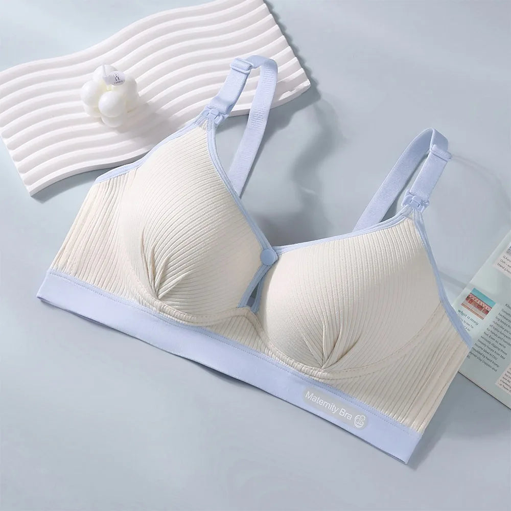 Durable Double Buckle Nursing Bra Push-up Breathable Pregnancy Bralette Pure Cotton Soft Maternity Bra for Breastfeeding
