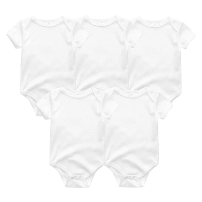 5-Piece Newborn Baby Bodysuit Set, Unisex Cotton Sleeveless Rompers with Cartoon and Solid Color Designs for Boys and Girls
