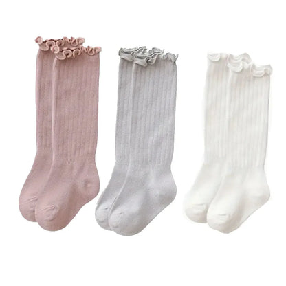Baby & Toddler Knee-High Socks -Ribbed Texture Soft Stretchy All-Season Warmth, Elastic Cuff for Secure Fit Baby Leg Warmers