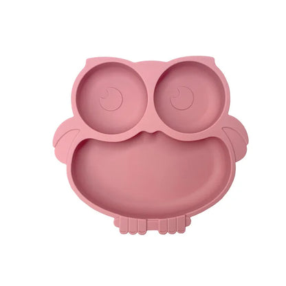 2023New Silicone Baby Sucker Dining Plate Solid Cute Cartoon Children Dishes Suction Toddler Training Tableware Kid Feeding Bowl