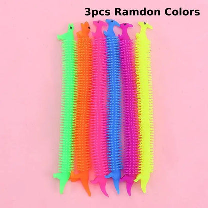 3pcs Stretchy String Fidget Toys Colorful Long Noodle Stretch Toys Worm Caterpillar Toy Sensory Toys for Kids Toddler Autism