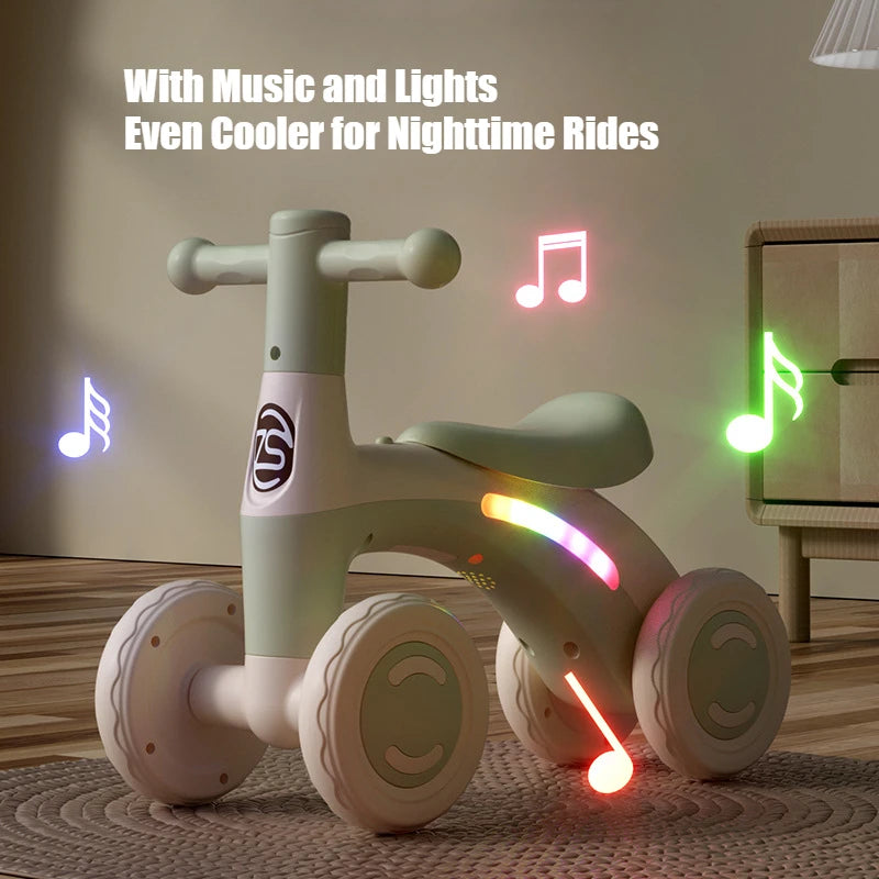 Baby Glider Bike Four-Wheel Toddler Walker Silent Wheels Anti-Tipping Children Balance Training Exercise