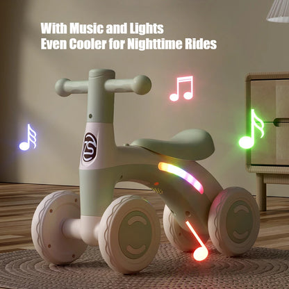 Baby Glider Bike Four-Wheel Toddler Walker Silent Wheels Anti-Tipping Children Balance Training Exercise