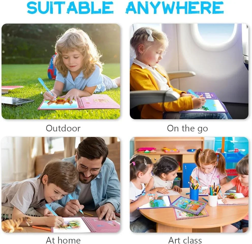 1pcs Kids Graffiti Picture Book with Refillable Water Pen Magic Water Painting Sensory Early Education Puzzle Drawing Toy