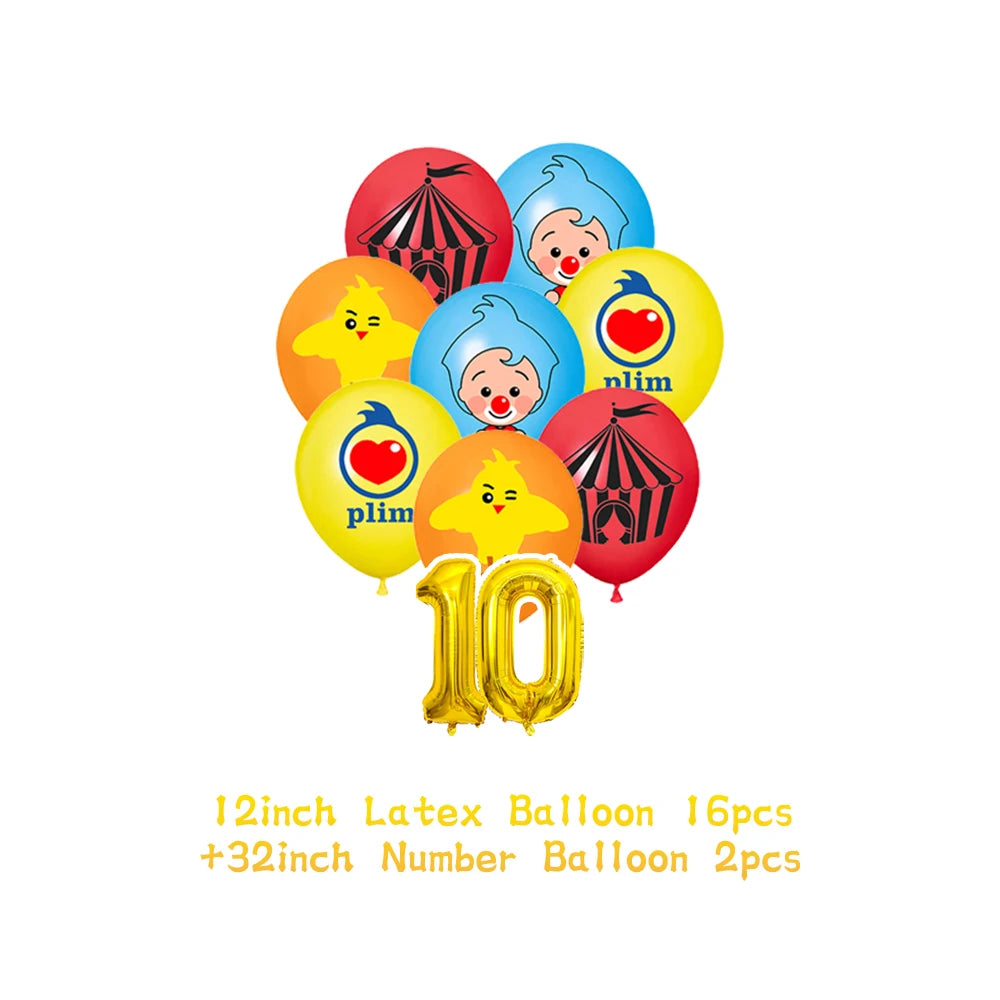 Cartoon Pliming Plims Theme Kids Birthday Party Decoration Background Supplies Balloon Set Cake Toppers Banner Backdrop Kid Gift