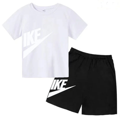 Kids Summer Short Sleeve T-shirt Shorts 2Pcs Set Boy Girl Casual Sport Jogging Suit Toddler 3-12Y