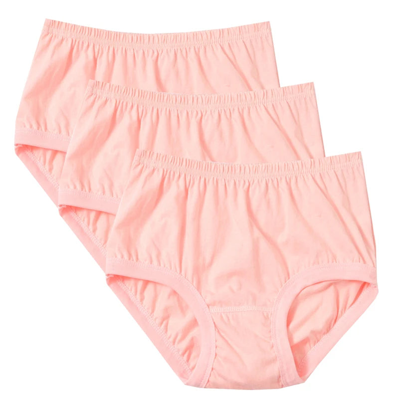 3pcs Pure Cotton Women Panties Large Size High Waist Underwear Plus Size Female