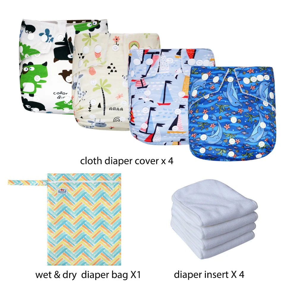 Babyland New Waterproof Baby Cloth Diaper Kit with Inserts & Wet Bags | Economical Washable Nappy System (0-36 Months)
