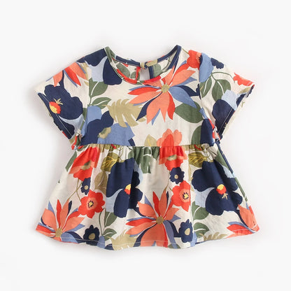 Princess Kids Baby Girls Clothes Sets Flower Cotton Summer Children Sets Fashion