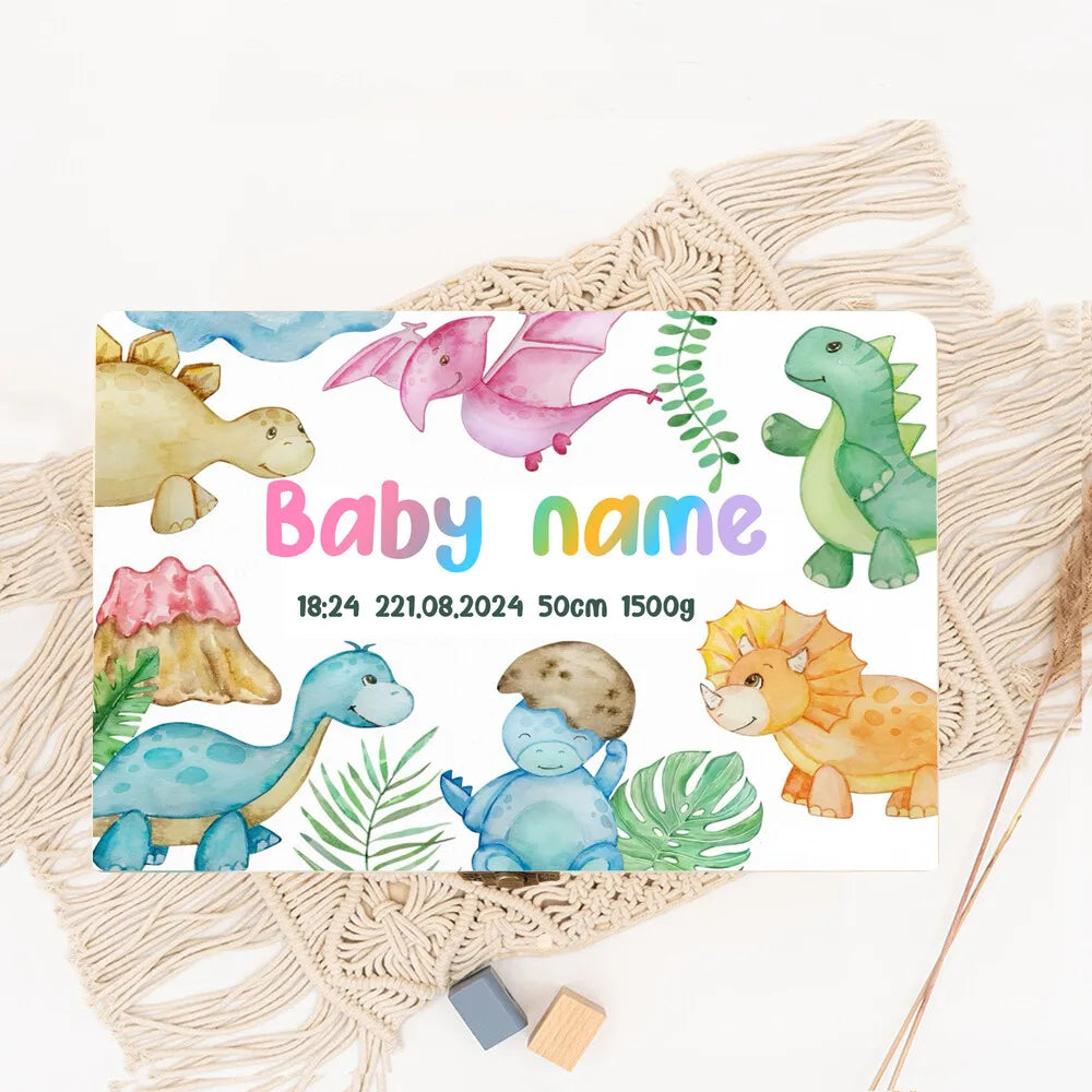Personalized Dinosaur with Name Baby Wooden Memory Box Newborn Shower Gift  Keepsake Infant Birth Stats Box Umbilical Cord Boxes
