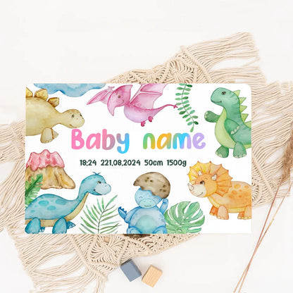 Personalized Dinosaur with Name Baby Wooden Memory Box Newborn Shower Gift  Keepsake Infant Birth Stats Box Umbilical Cord Boxes