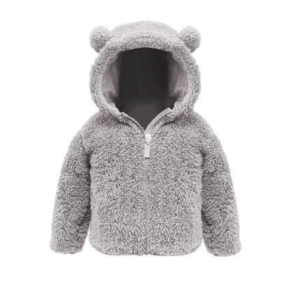 Winter Fleece Coats for Kids Baby Boys & girls Warm Jacket Bear Hoods Infant Toddler Outerwear Hooded Clothes Velvety