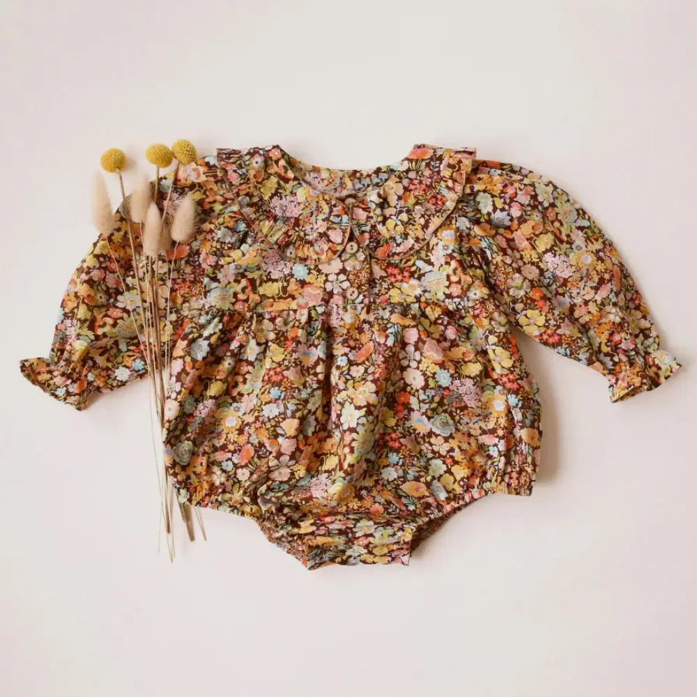 Vintage Floral Baby Girl Romper Spring Baby Girl Clothes