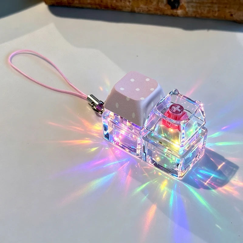 Light Up Keychain Keyboard 2/4 Key Keychain Pendant Decompression Keyring Hanging Pendant for Backpack Stress Releasing Gift
