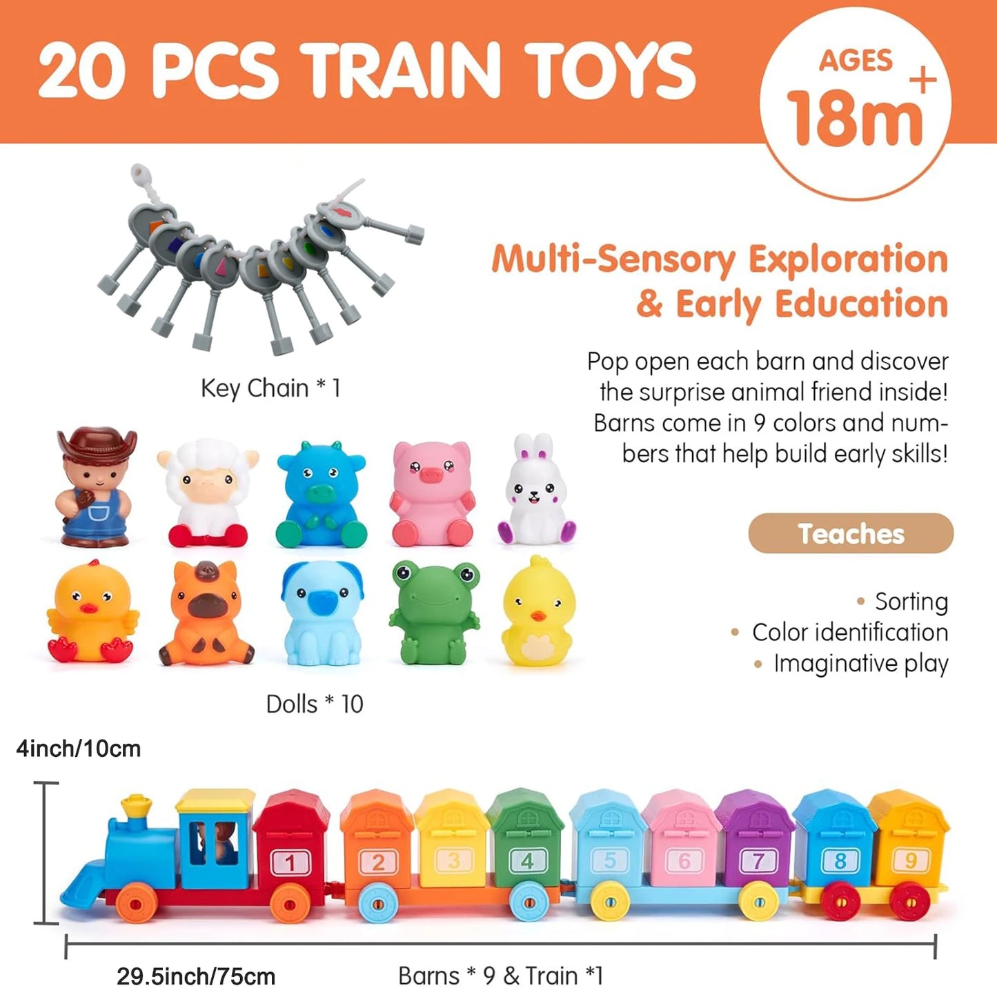 Montessori Train/Surprise Party Gift Set Toddler Learning Toys Counting Sorting Toys Fine Motor Finger Puppets Games For Kid