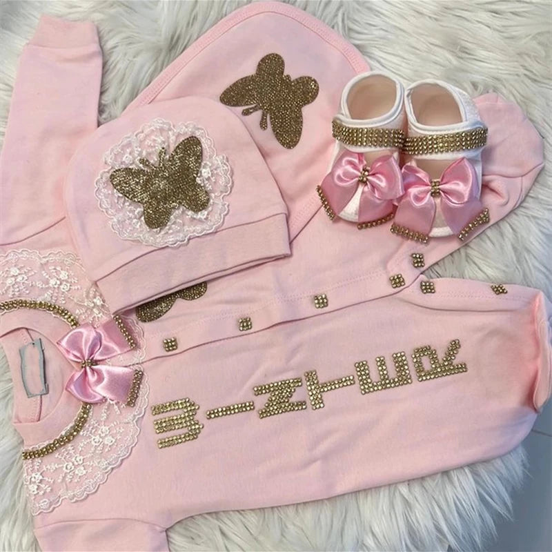 Onesie Baby Girl Crown Purple Home Coming Outfit Layette Jewels set Baptism Take Me Home Outfit Baby shower gift Newborn Gifts