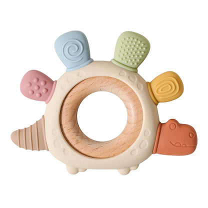 Silicone Baby Teether Baby Toys 0 to 6 Months BPA Free chewing Teething Toys Crab Wooden Ring Teether Reborn silicone Baby toys