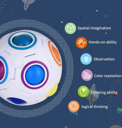 Rainbow Puzzle Ball Magic Speed Cube Ball Fun Stress Reliever Sensory Puzzle Fidget Ball for Kids Autism