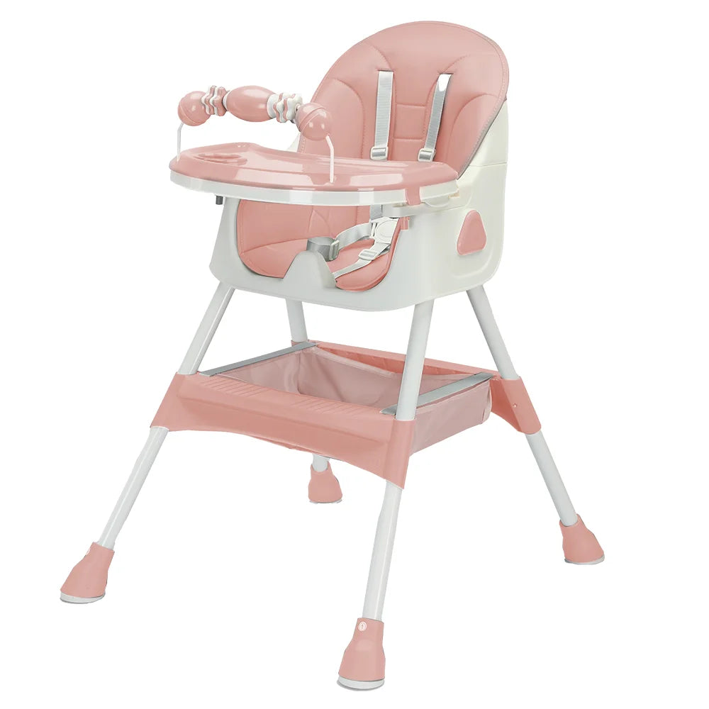 Foldable Baby Highchair 6 Months Plus, with Large Anti slip Pad & Toy Rack, Easy to Clean Feeding