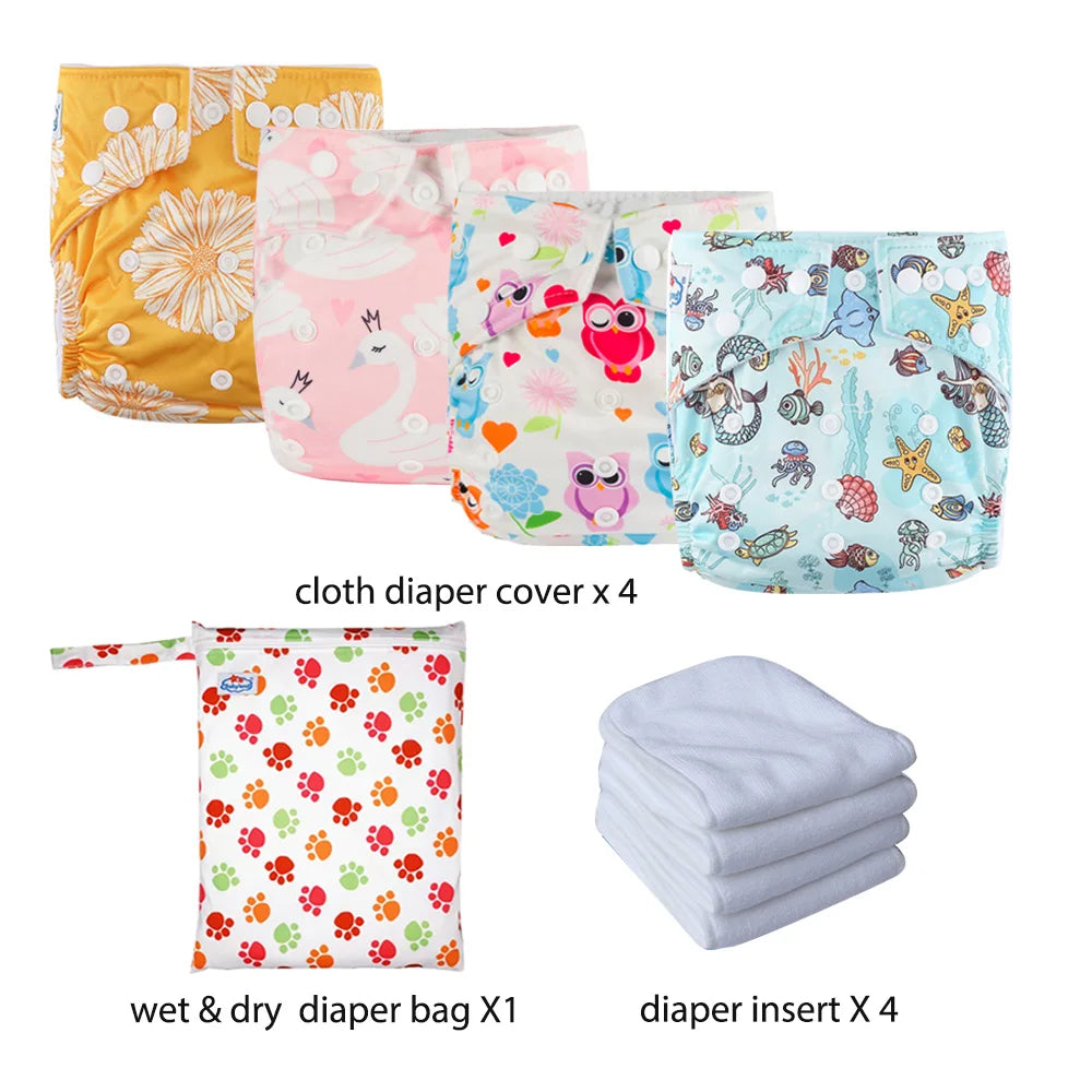 Babyland New Waterproof Baby Cloth Diaper Kit with Inserts & Wet Bags | Economical Washable Nappy System (0-36 Months)
