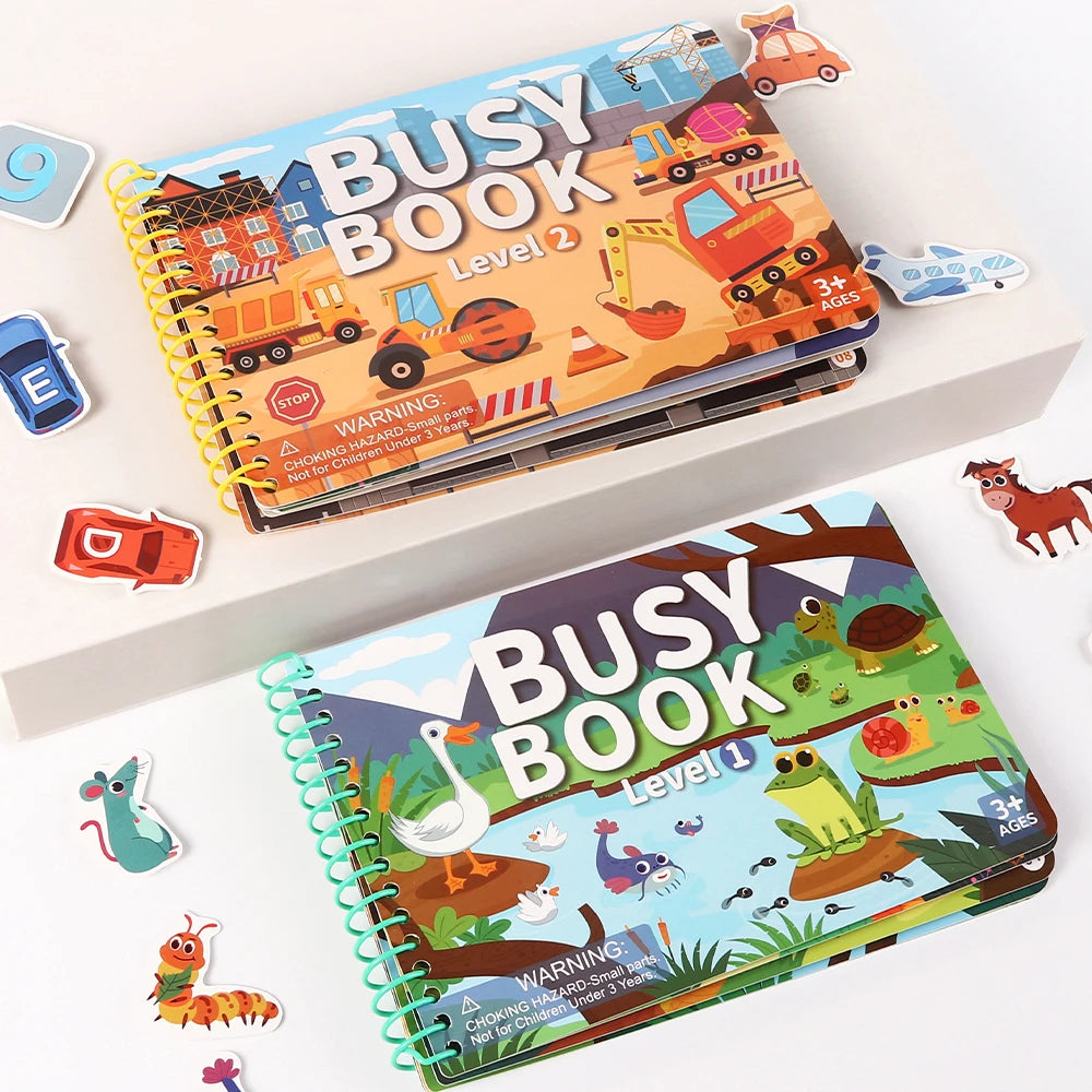 Children Quiet Busy Book 4 Themes Cartoon Travel Sticker Books Kids DIY Sticker Educational Game