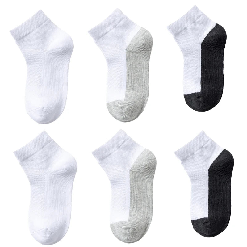 6 Pairs Cotton Kids Boys Girls Socks Childrens Babys Toddlers Sport Socks School Students Spring Autumn Soft Fashion Short Socks