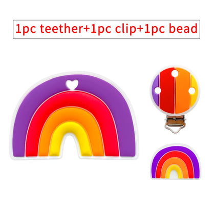 3pcs/set Silicone Cartoon Animal Figure Teether Beads and Clips Baby Teether Pacifier Chain Accessories Teething Jewelry Toys